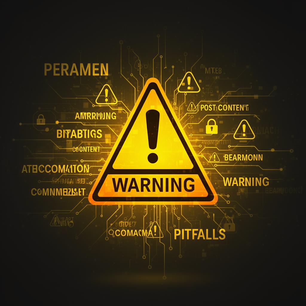 Warning concept showing common mistakes to avoid when using AI content generator for blog writing