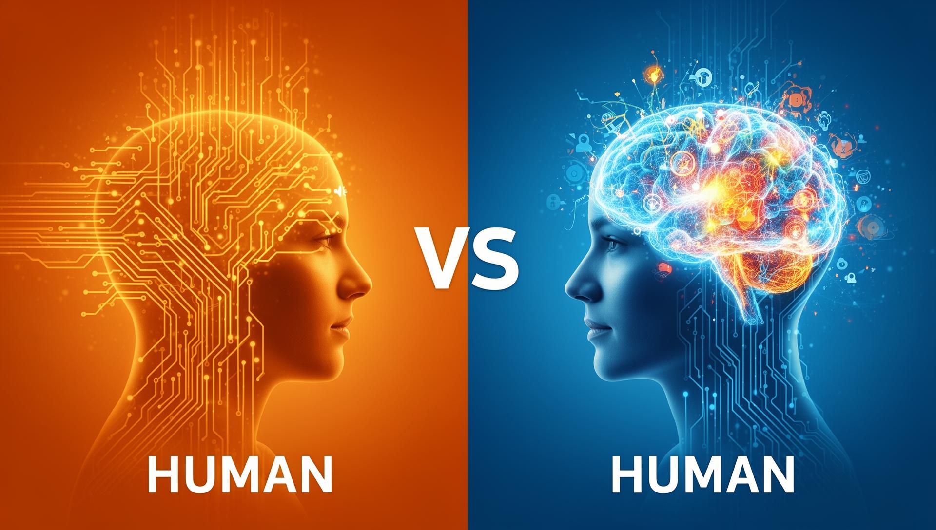 Comparison visualization between AI capabilities and human creativity in content creation