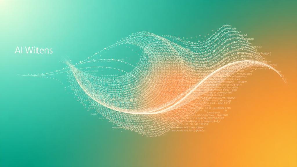 AI writing assistant transforming text into organized content with flowing digital particles