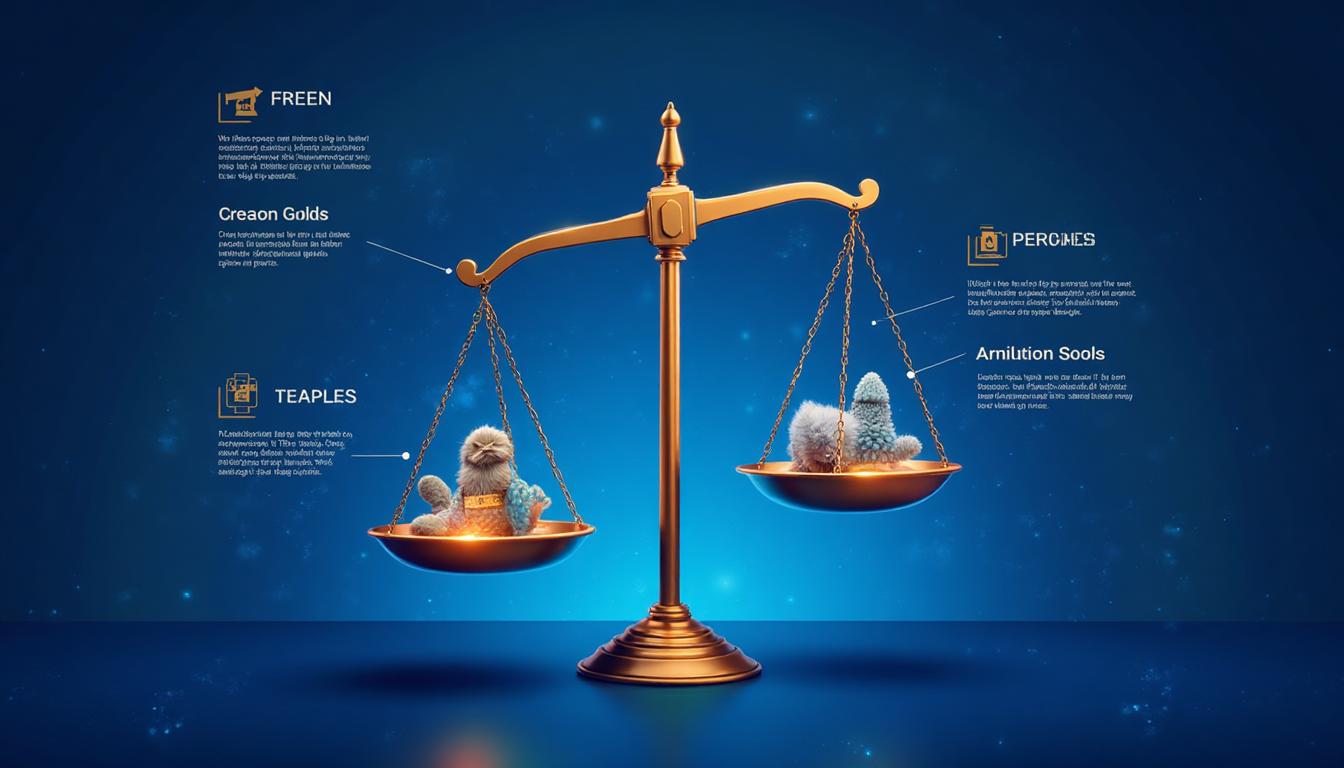 Comparison visualization showing balance scale with free and premium AI tool features